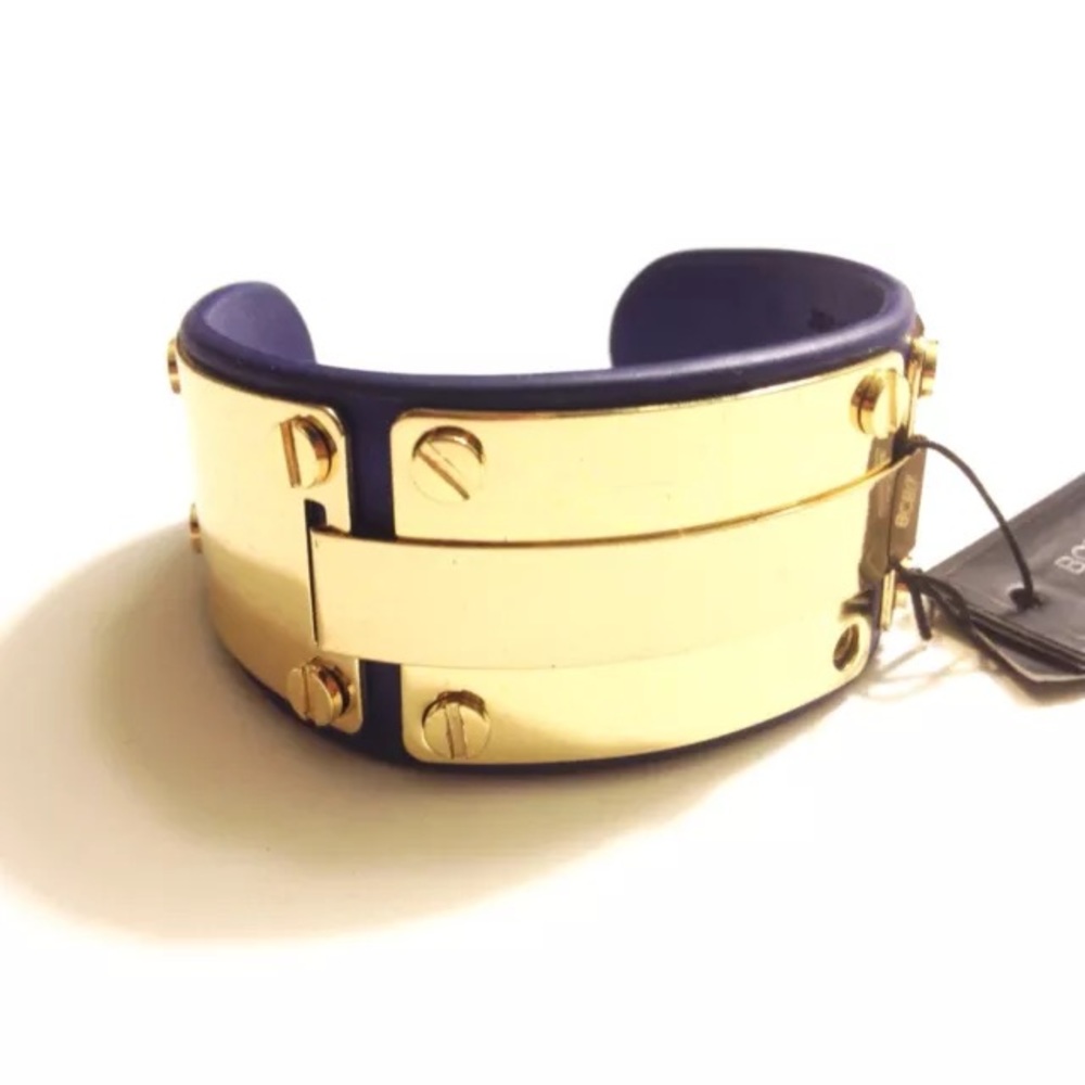 BCBG CUFF BRACELET COBALT BLUE GOLD TONED